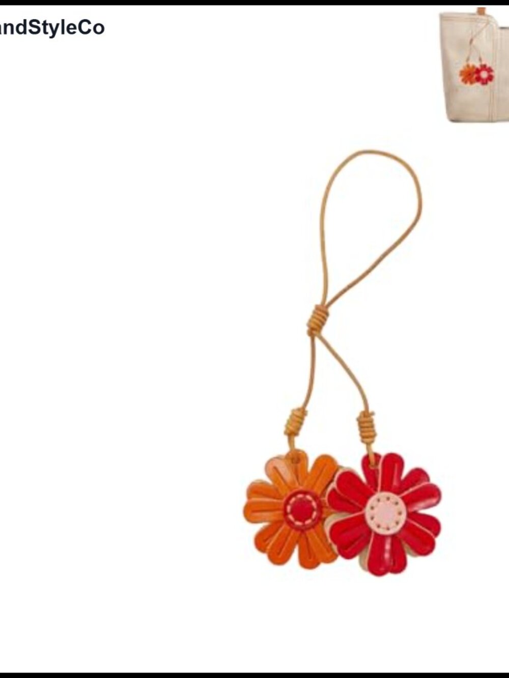Genuine leather flower bag charm keychain boho purse pendant